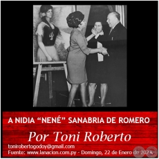 A NIDIA NENɔ SANABRIA DE ROMERO - Por Toni Roberto - Domingo, 22 de Enero de 2023